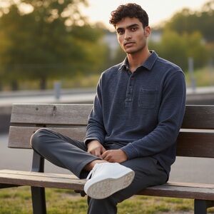 LUCKY BRAND Long Sleeve polo. Size Medium